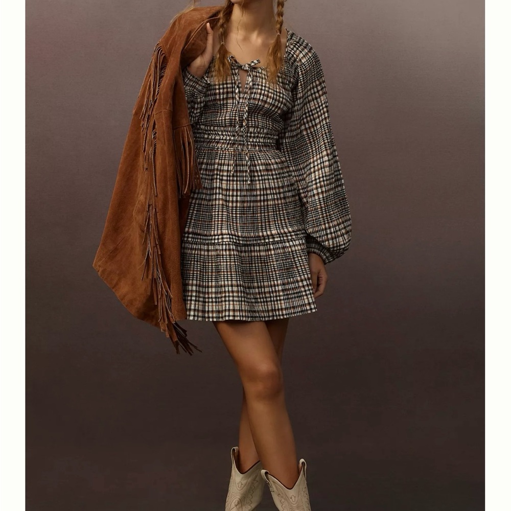 Anthropologie The Somerset Mini Dress: Puff-Sleeve Edition / Large